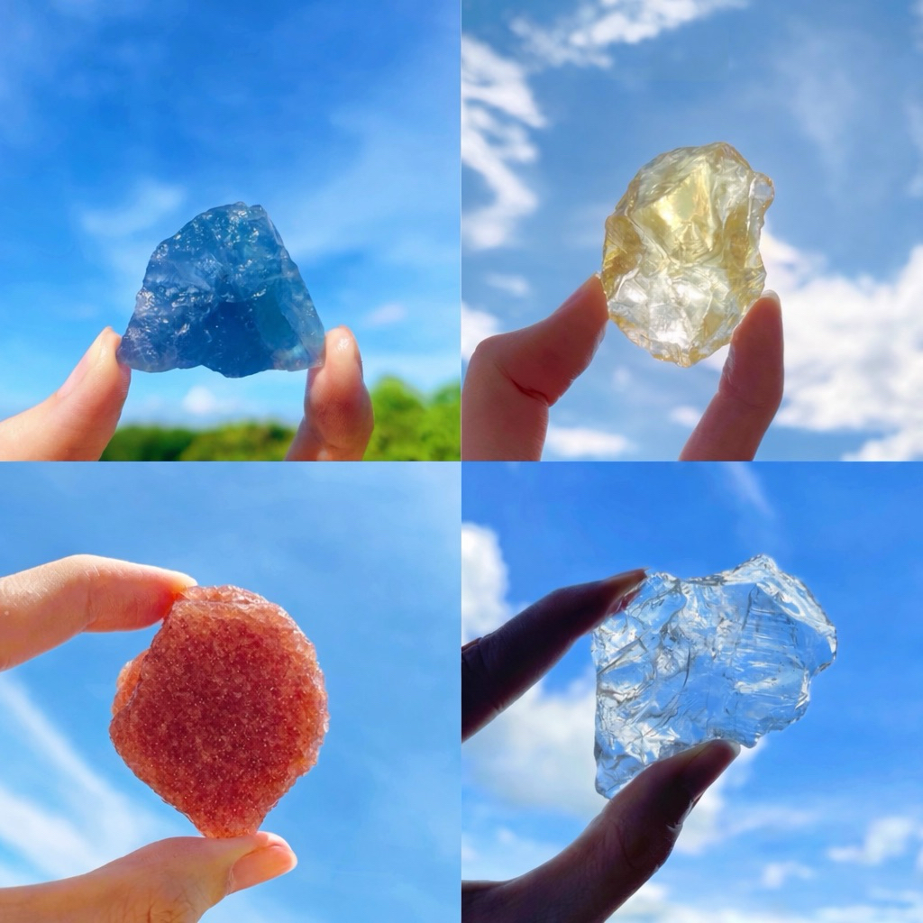 👑無染色無人工純天然能量 原石 粉晶 螢石 幽靈水晶 草莓晶 黃水晶 紅兔毛 藍兔毛 堇青石 茶晶 原礦石 原礦