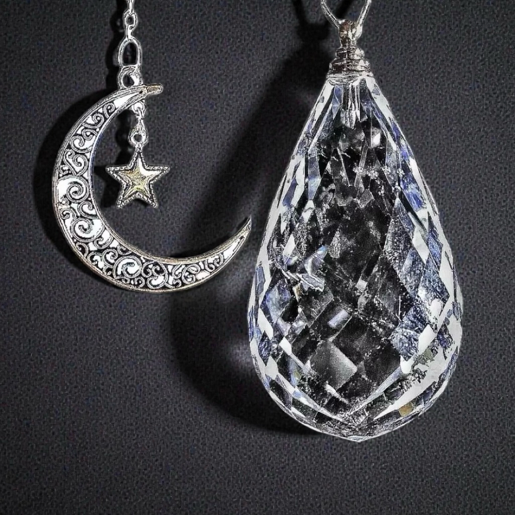 👑 天然頂級透亮 白水晶 靈擺 crystal pendulum吊墜禮盒 白水晶 靈擺 項鍊 吊墜 六芒星 大衛之星